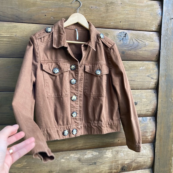 Free People | Brown Jean Jacket - Picture 3 of 9